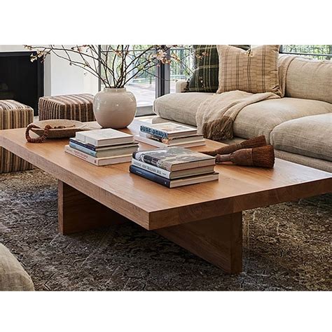 Farmhouse Wood Coffee Table Rectangle-shaped in Natural Rustic | Coffee table rectangle, Modern ...