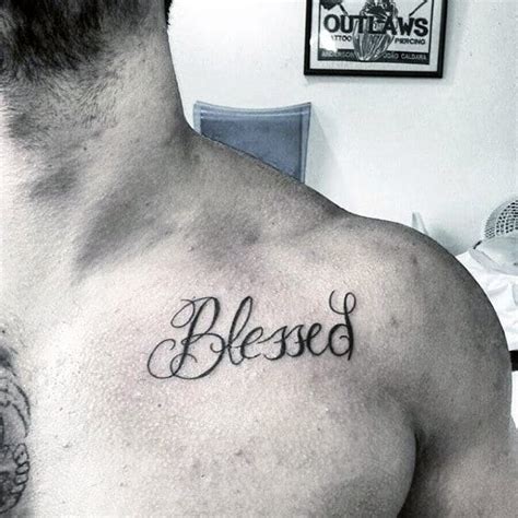 60 Blessed Tattoos For Men - Biblical Lettering Design Ideas