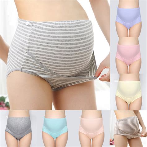 Women 's High waist Panties Solid Stripe Seamless Soft Care Abdomen Underwear intimates pregnant ...