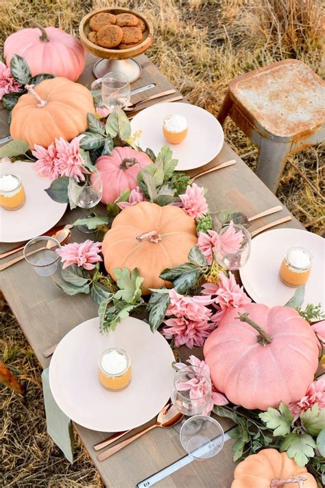 Fall Pumpkin Floral Blush Tablescape (+ Pumpkin Cheesecake Recipe ...