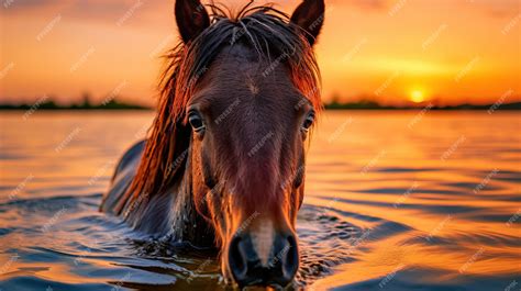 Premium Photo | A horse standing in water Generative AI Art