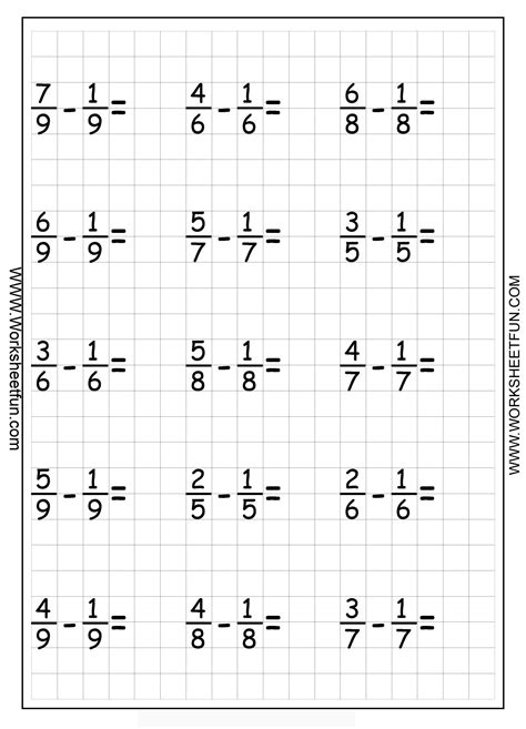 Printable Math Worksheets For Addition And Subtraction | Fractions worksheets, Fractions, 3rd ...