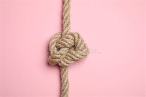 Linen Rope with Knot on Pink Background, Top View. Unity Concept Stock Photo - Image of connect ...