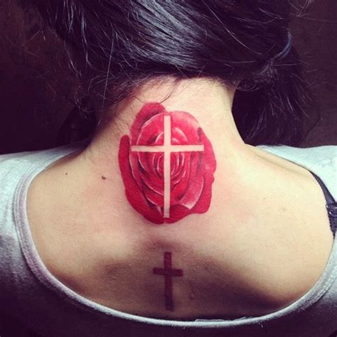 Cross And Rose Tattoos
