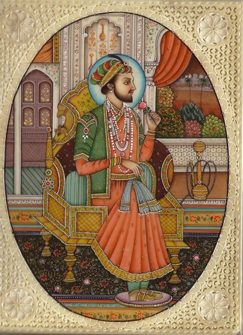 Mughal Miniature Painting Emperor Shah Jahan Rare Mogul Art from ArtnIndia | Mughal art ...