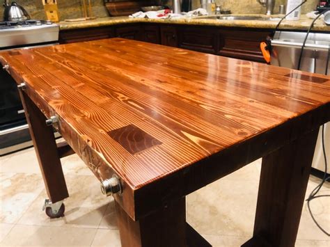 Solid Butcher Block Kitchen Island / High Top Kitchen Table / - Etsy