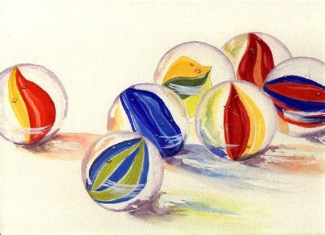 Marbles - Watercolour | Helen Evans | Painters Online | Marble, Glass marbles, Painting & drawing