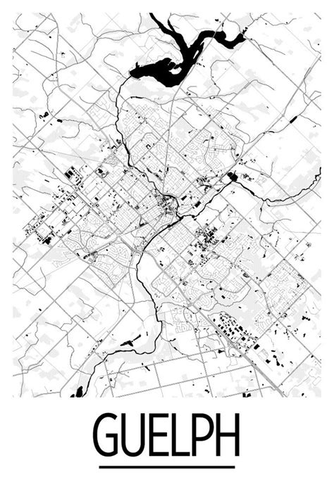 Guelph Ontario Map Poster Ontario Map Print Art Deco | Etsy