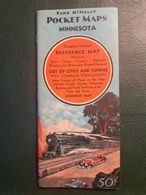 OLD MAPS-1934 MINNESOTA Rand McNally Pocket Map cities towns counties railroads $14.99 - PicClick