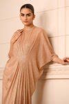 Buy Tarun Tahiliani Gold Metallic Neckline Embellished Maxi Dress ...