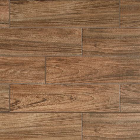 Daltile Baker Wood Walnut 6 in. x 24 in. Glazed Porcelain Floor and ...