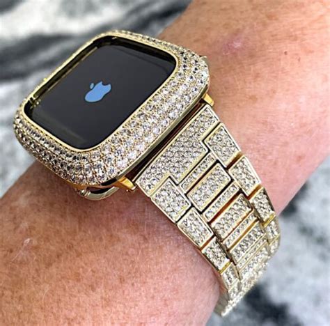 45mm Yellow Gold Lab Diamond Apple Watch case +Apple Watch band Apple Watch | eBay