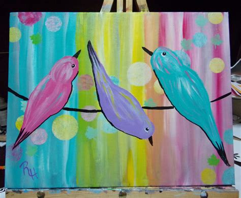 Beginners Acrylic Paint Along Tutorial part 4 Rainy Day Birds ...