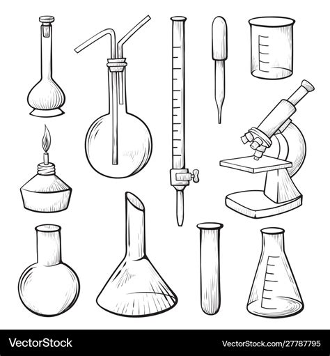 Laboratory equipment hand drawn Royalty Free Vector Image