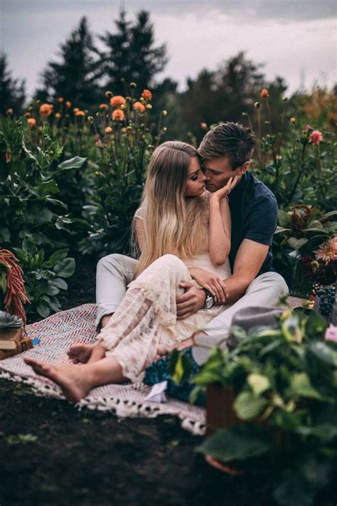 Romantic, Rainy Day Flower Picking Engagement Session | Edmonton | Couple photography poses ...