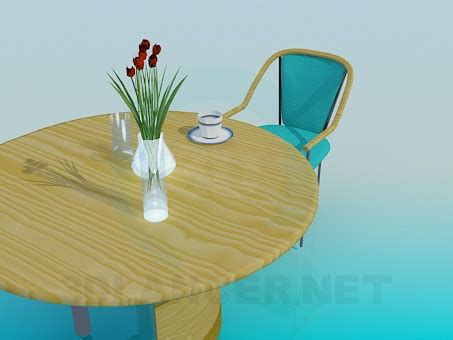 3d model Wooden kitchen table with a chair | 6346 | 3dlancer.net