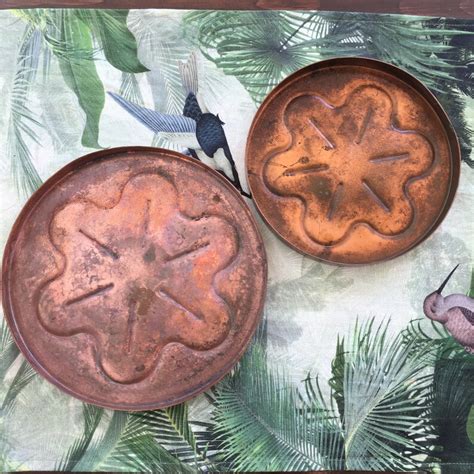 Pair of Copper Plaque Wall Decor Plates Set 2 Brass Trays | Etsy