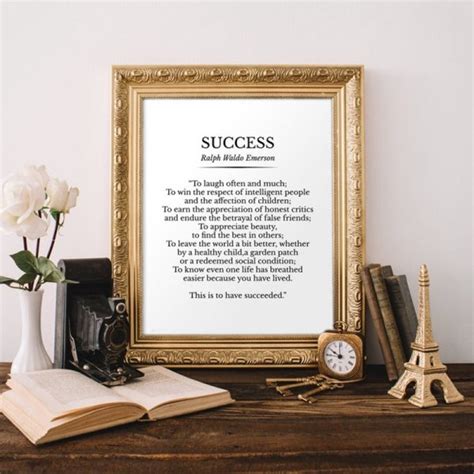 Success Ralph Waldo Emerson Poem Print Inspirational Quotes Vintage Poetry Poster Literature ...