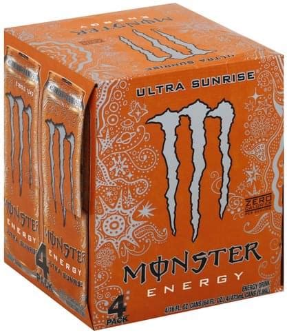 Monster Ultra Sunrise Energy Drink - 4 ea, Nutrition Information | Innit