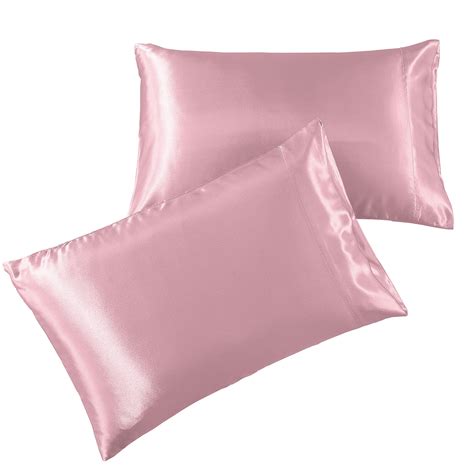 Satin Pillowcase Queen [2-Pack, Pink] - Hotel Luxury Silky Pillow Cases for Hair and Skin ...