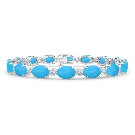 Oval Turquoise Stackable Bracelet with Illusion Diamonds | Angara