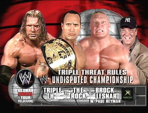 Triple H vs. The Rock vs. Brock Lesnar Global Warning Tour (2002) : r ...