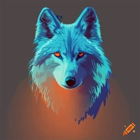 Blue and orange wolf silhouette