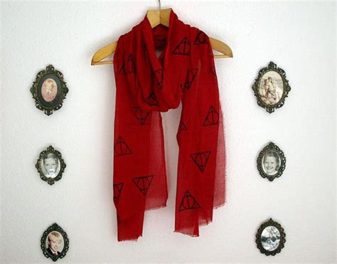Harry Potter Deathly Hallows Red Cotton Scarf by ApareciumPrints Harry ...