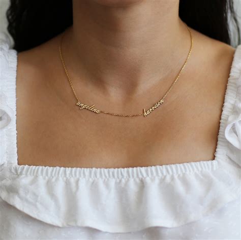 Cursive Name Necklace 14k Solid Gold Name Necklace - Etsy