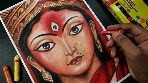 Durga Maa drawing, Durga drawing oil pastel, Oil pastel drawing | Part - 2 - YouTube