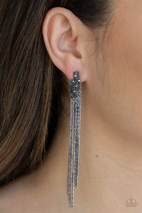 Radio Waves - black - Paparazzi earrings – JewelryBlingThing