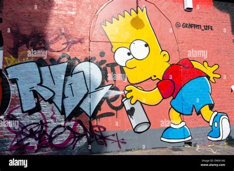 A graffiti of Bart Simpson by Graffiti Life in Whitechapel, London Stock Photo - Alamy