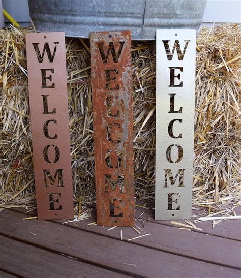 Vertical Metal Welcome Sign Metal Wall Art Monogram Metal - Etsy