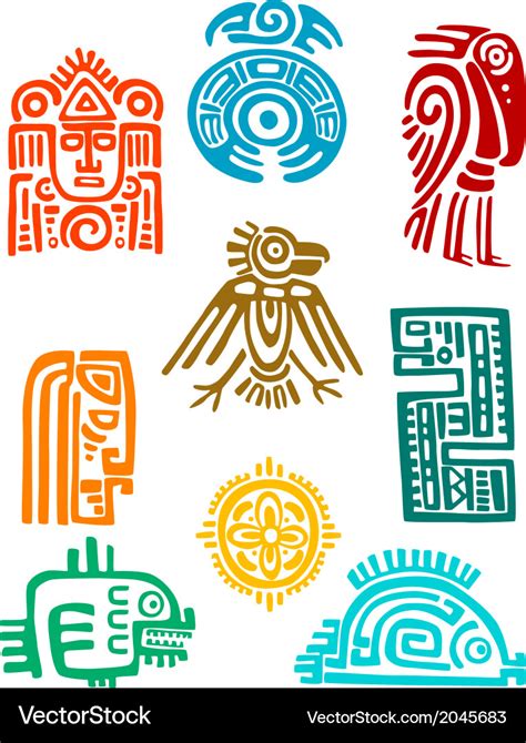 Ancient maya elements and symbols Royalty Free Vector Image