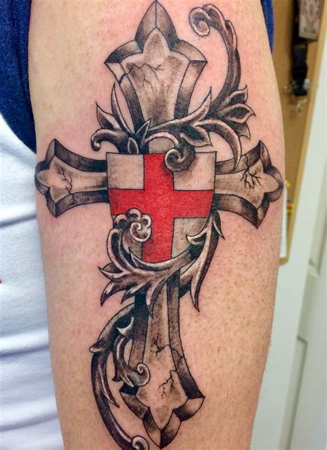 Crusader Cross Shield Tattoo