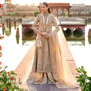 Gold Tissue Lehenga Dress for Pakistani Bridal Wear – Nameera by Farooq