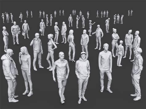 medium sized scene showing several different 3D people models interacting with each other