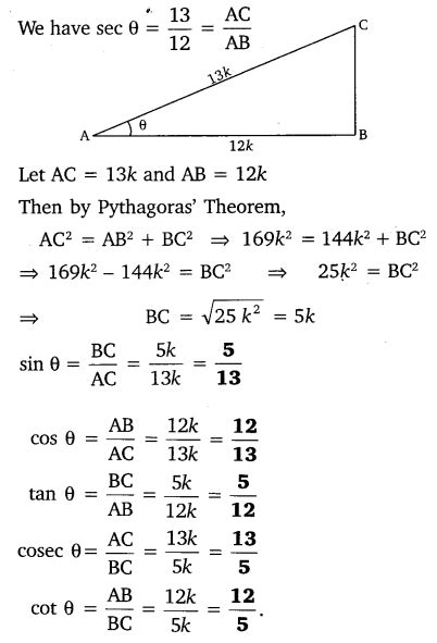 NCERT Solutions For Class 10 Maths Chapter 8 Introduction to Trigonometry Ex 8.1