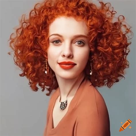 Portrait of a woman with curly red hair on Craiyon