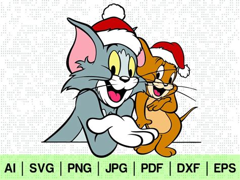 Christmas tom and jerry svg clipart cricut bundle kit instant | Etsy