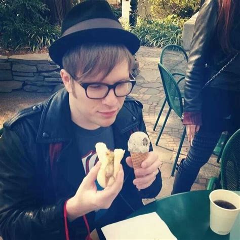 Patrick stump eating hot dog and ice cream?? ?He's porbably eating with his best friend,Peter ...
