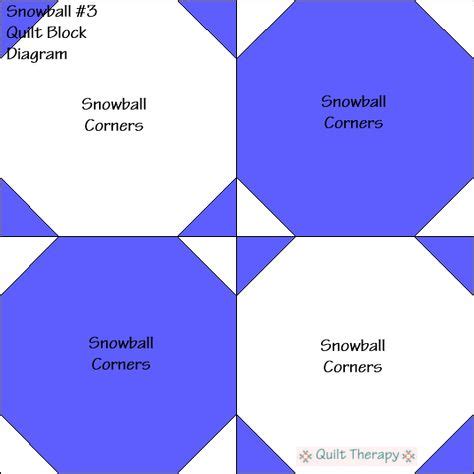 Snowball #3 Quilt Block Diagram Free Pattern at QuiltTherapy.com! (With images) | Block diagram ...