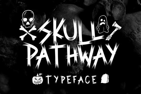 Skull Pathway (Font) by Rifki (7ntypes) · Creative Fabrica | Spooky font, Graffiti font, Hand ...