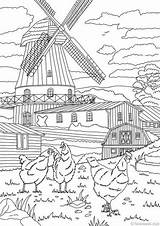 Country Mill Printable Adult Coloring Page From Favoreads coloring Book  sketch template