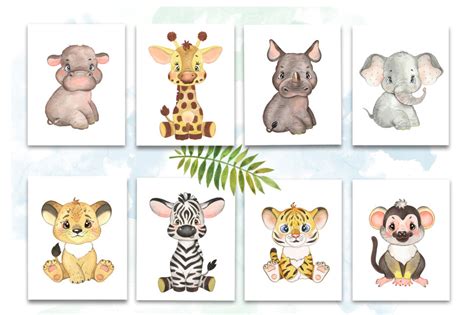 Safari baby animals digital watercolor clipart. Nursery prints By ...