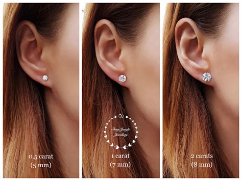 Diamond Stud Earrings 0.5 1 & 2 Carat Man Made Diamond | Etsy UK
