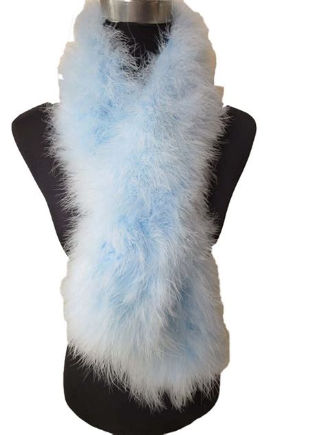 Real Ostrich Feather Fur Scarf Warm fluffy - Light Blue - CJ185UKRIWY