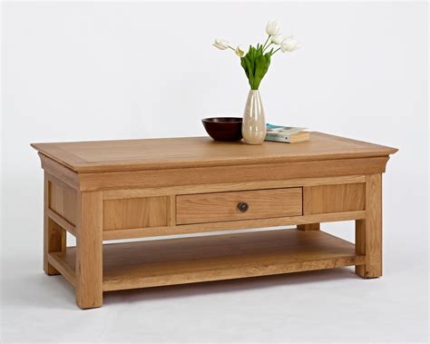 Normandy Oak Coffee Table With Drawer | Solid Wood Living Room Home Office Study Furniture Ideas ...