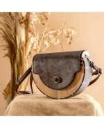 Buy Wooden Bag - Half Round - Dark Brown Leather Flap Online at Best Prices in India - JioMart.