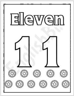 Number 11 Coloring Page for Kids - EnglishBix